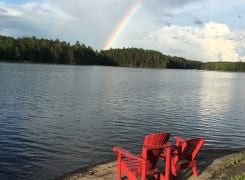 Rainbow over the lake.